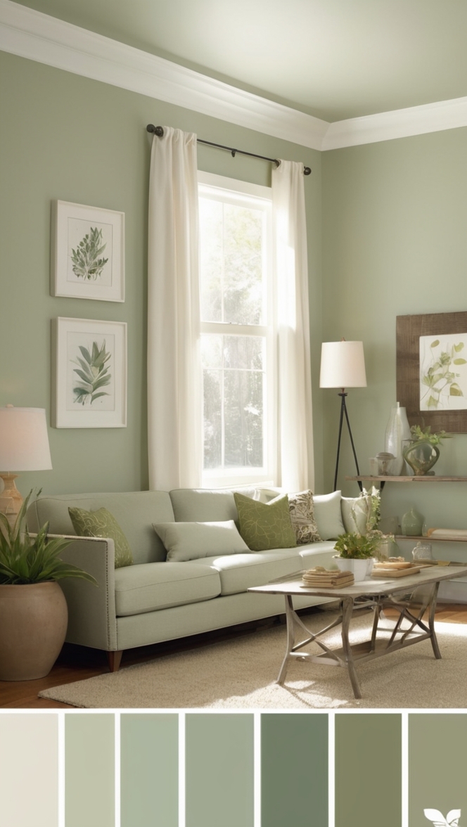 sage green walls, sage green decor, sage green furniture, sage green curtains, sage green accents