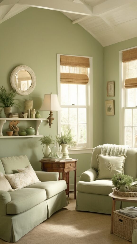 How can I decorate my sage green cottage living room on a budget ...
