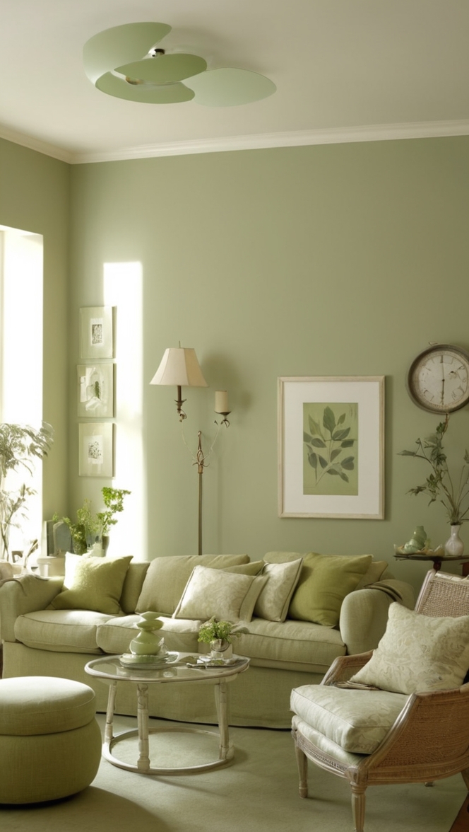 sage green furniture, sage green walls, sage green decor, sage green curtains, sage green rug