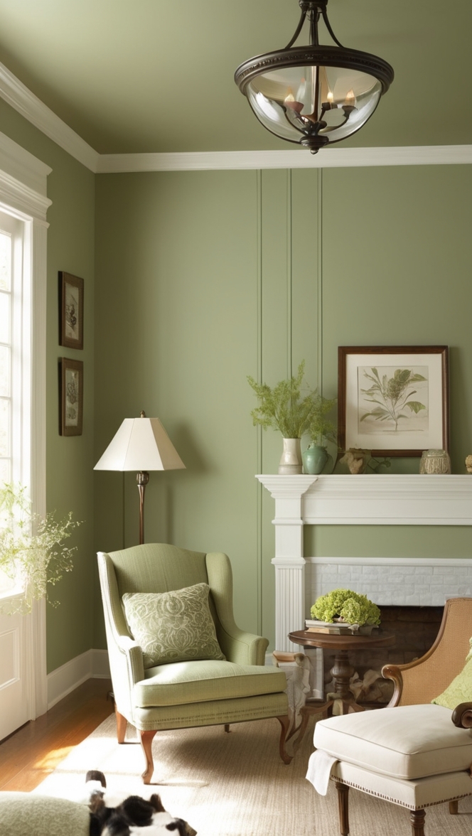 sage green wall paneling, green paneling, sage green paneling, living room paneling, contemporary paneling