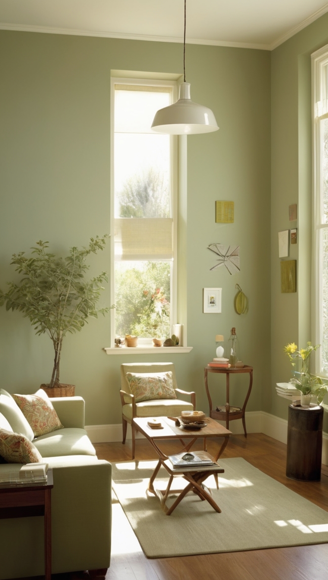 sage green paint, best color for living room walls, calming green decor, interior design ideas, green wall paint cost