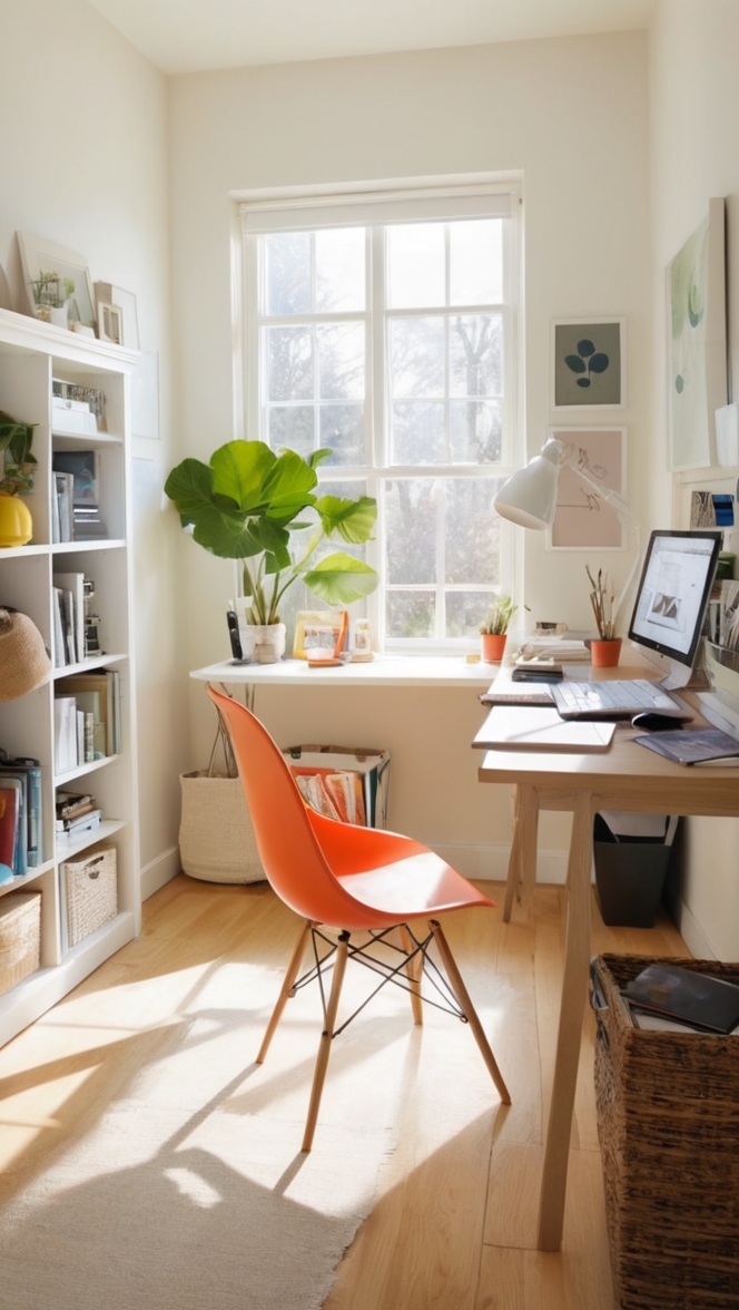 small space office design, home office organization ideas, work from home setup, minimalist home office decor, small office layout