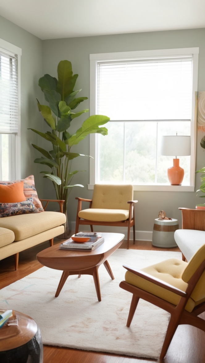 mid century modern furniture, small living room decor, modern living room design, small space furniture, contemporary home decor