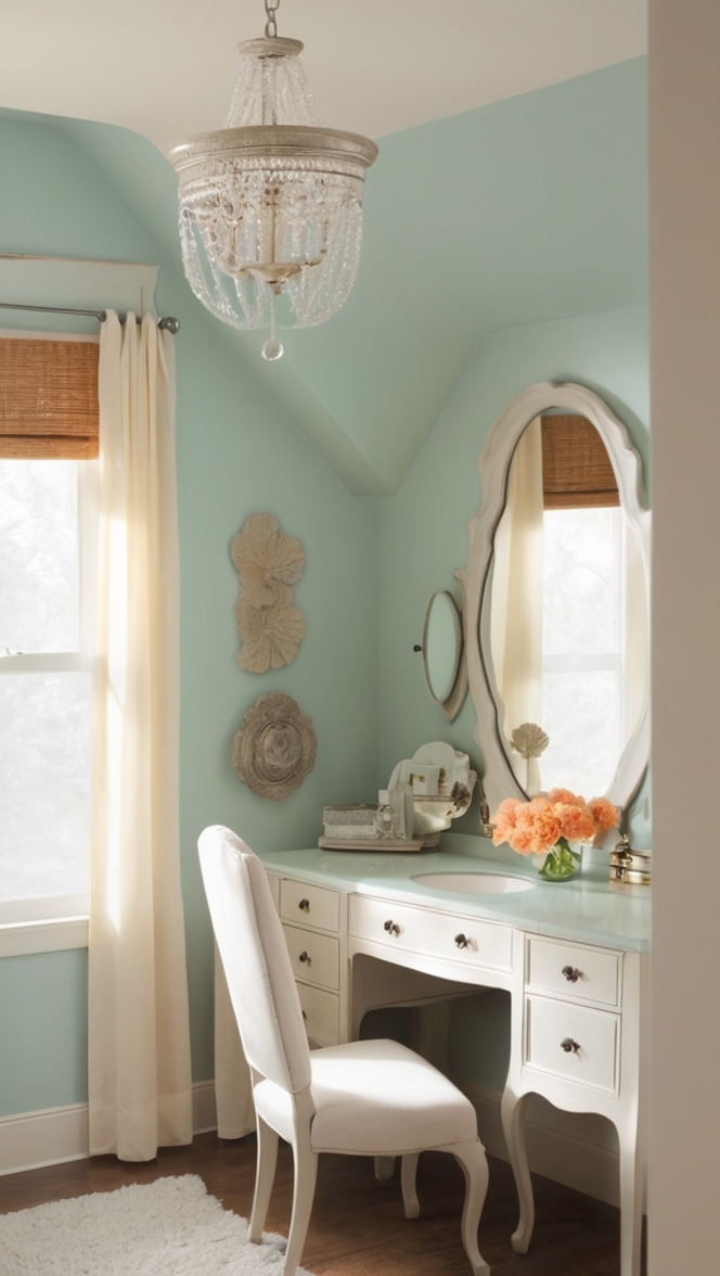 modern vanity, antique makeup, elegant dressing table, chic mirror, classic beauty stand