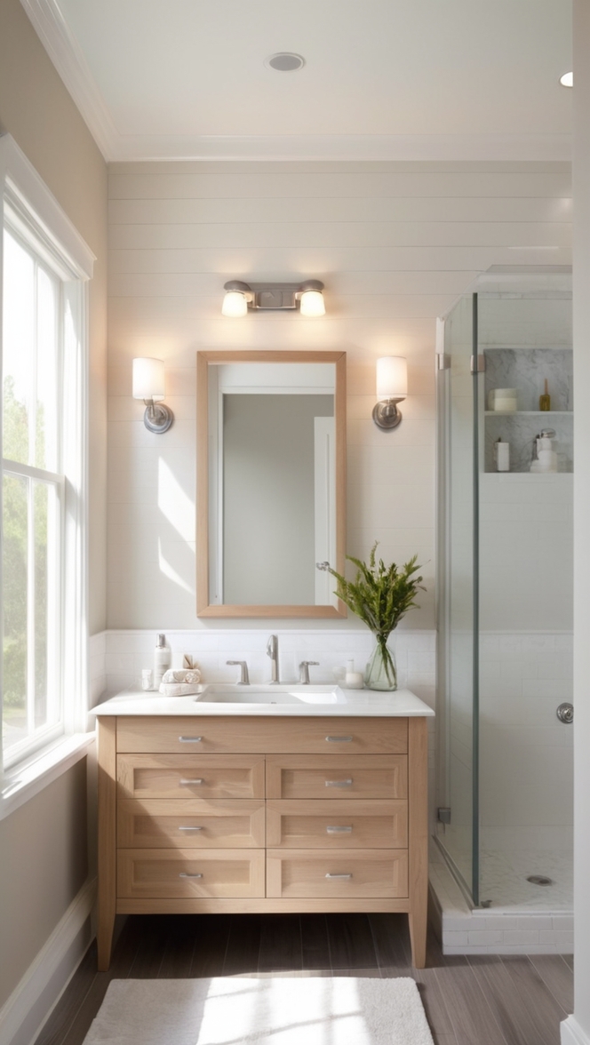 white oak bathroom vanity, solid wood bathroom vanity, custom white oak vanity, luxury oak bathroom vanity, handcrafted oak vanity