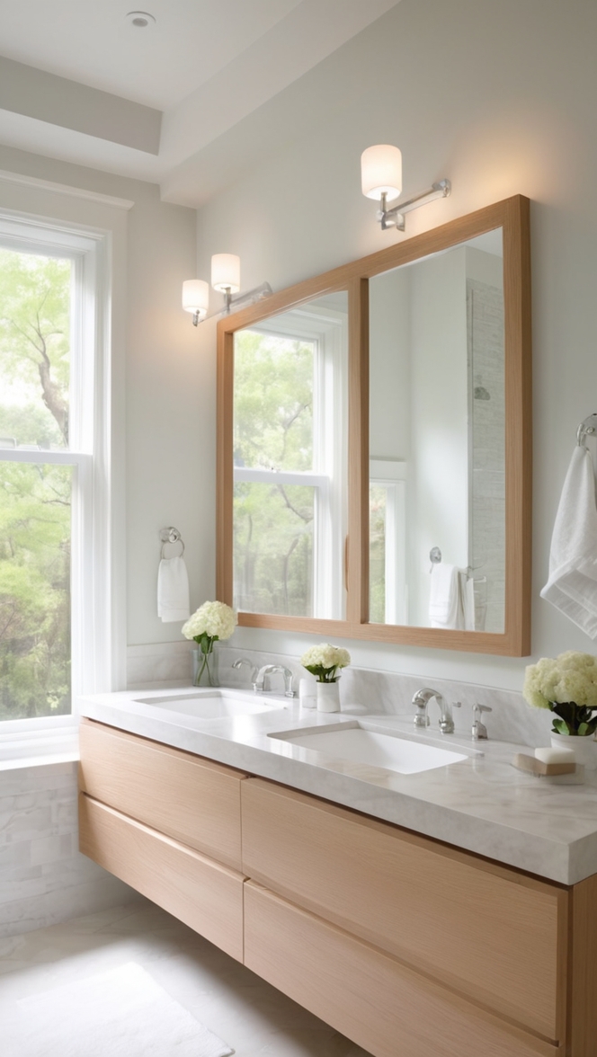 white oak bathroom vanity, solid wood bathroom vanity, custom white oak vanity, luxury oak bathroom vanity, handcrafted oak vanity